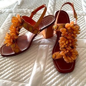 Tory Burch Coral color Emilynn  Sandals Sz 7